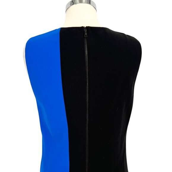 Alice + Olivia Coley Colorblock Sleeveless Shift Dress Black Blue Size 12 - Picture 6 of 10